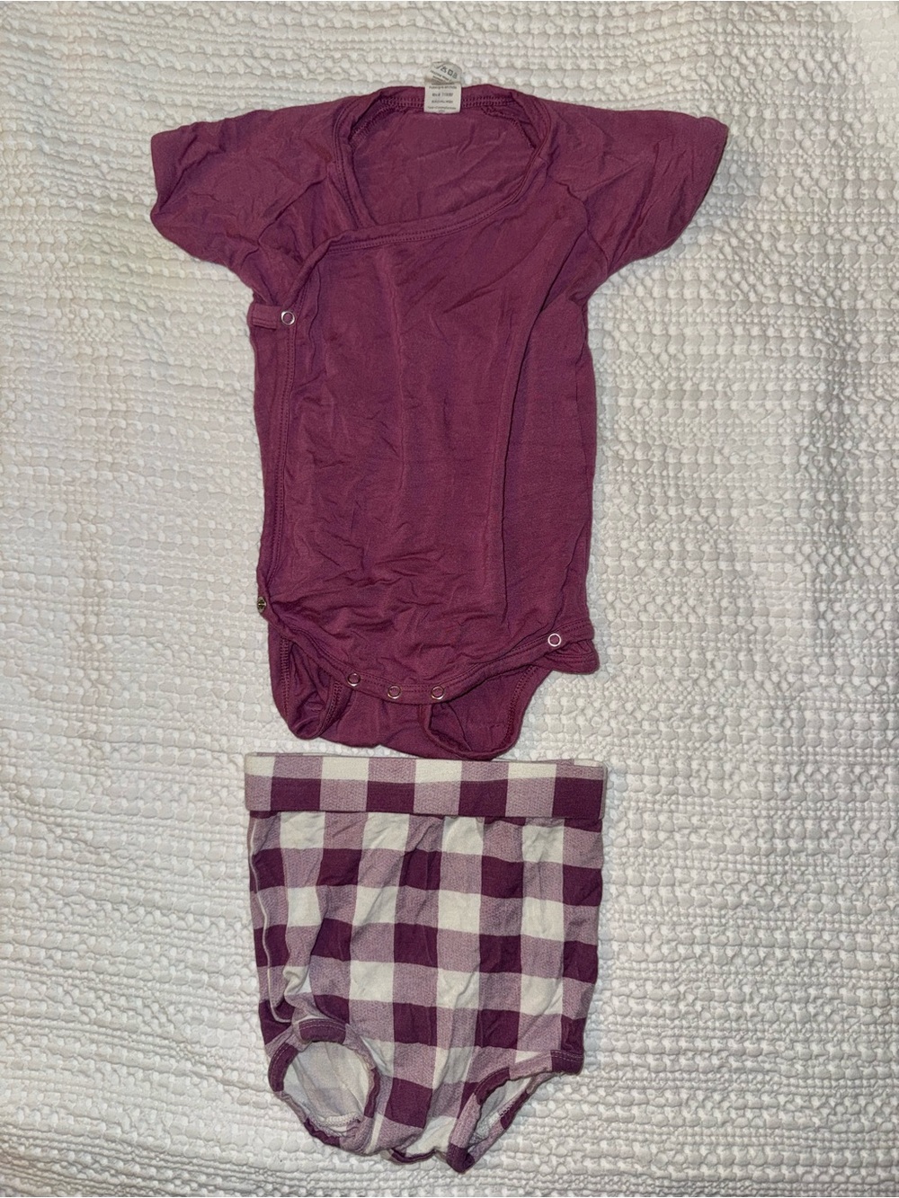 kate quinn Plum and Cream Gingham Baby Bloomer Set